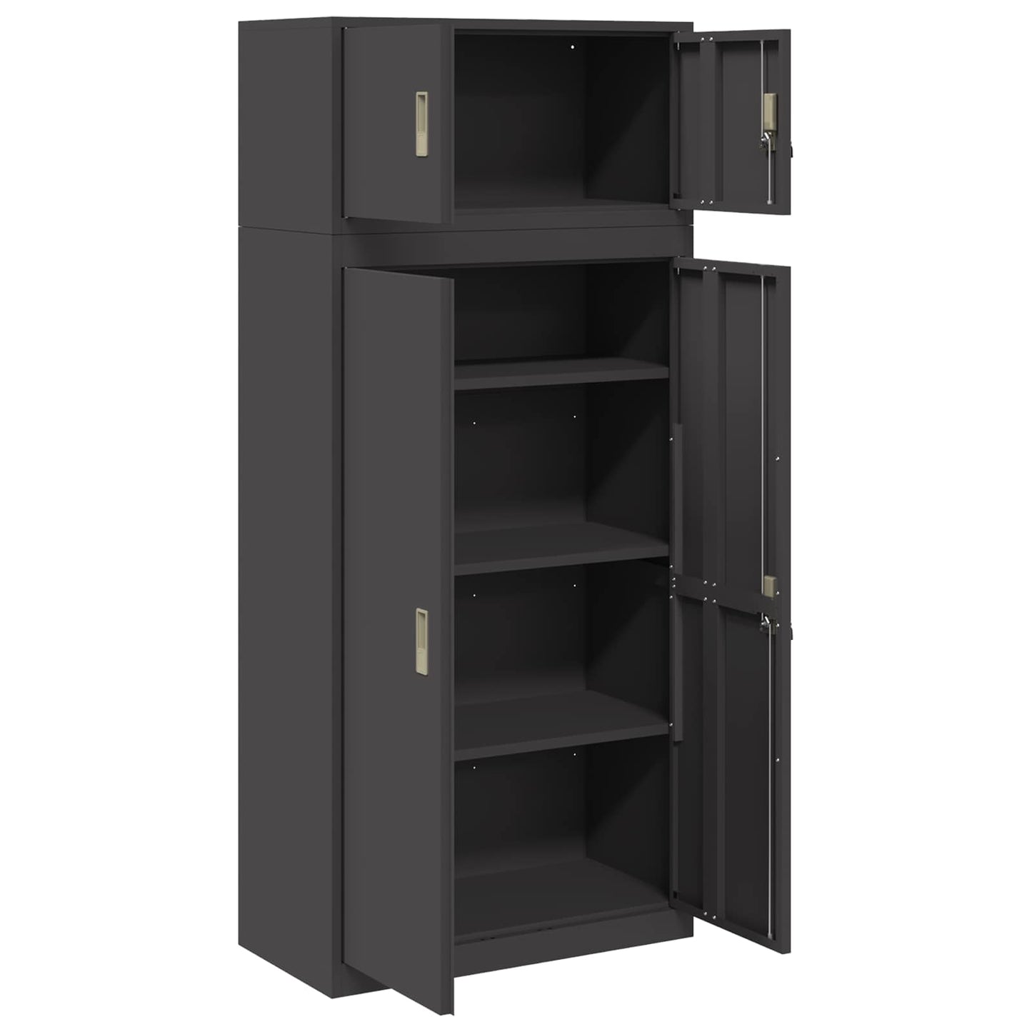 Storage Cabinet 2 pcs Black 80 x 40 x 180 cm Steel Lockable