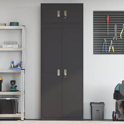 Storage Cabinet 2 pcs Black 80 x 40 x 220 cm Steel Lockable
