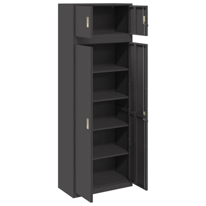 Storage Cabinet 2 pcs Black 80 x 40 x 220 cm Steel Lockable