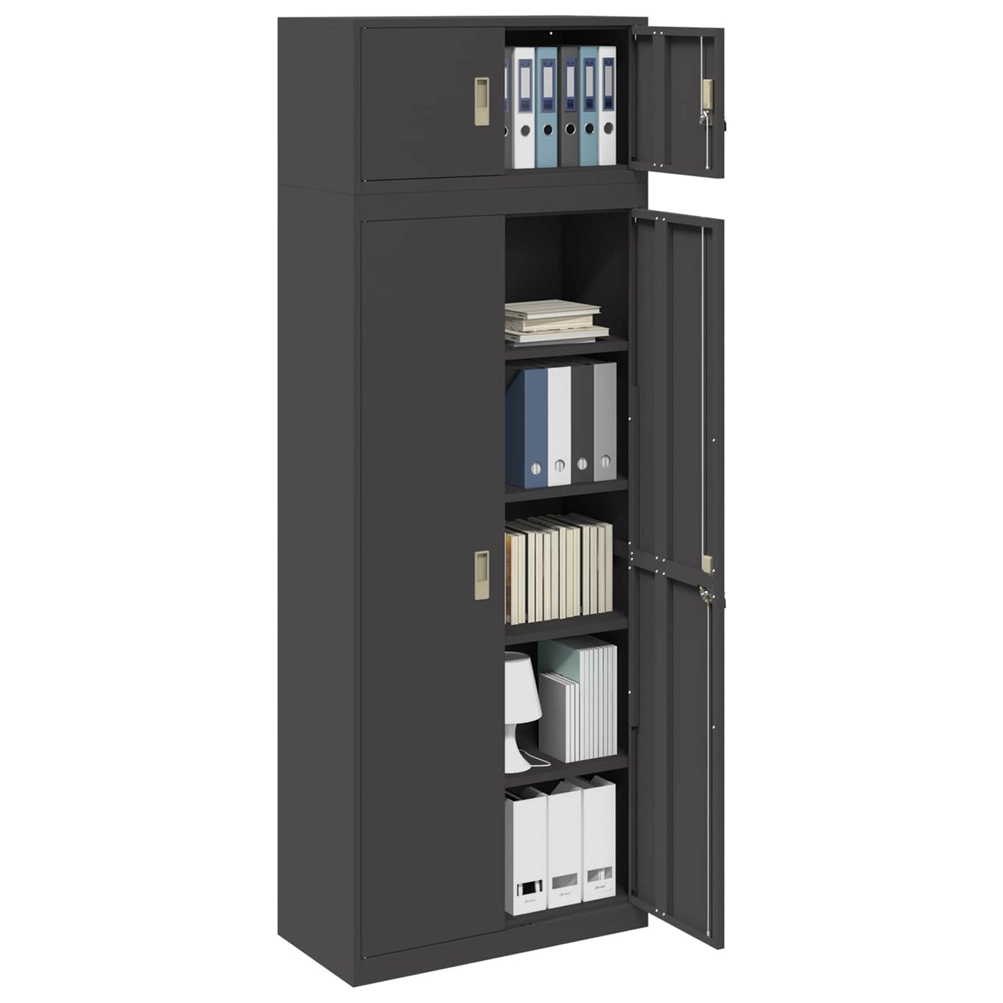 Storage Cabinet 2 pcs Black 80 x 40 x 220 cm Steel Lockable