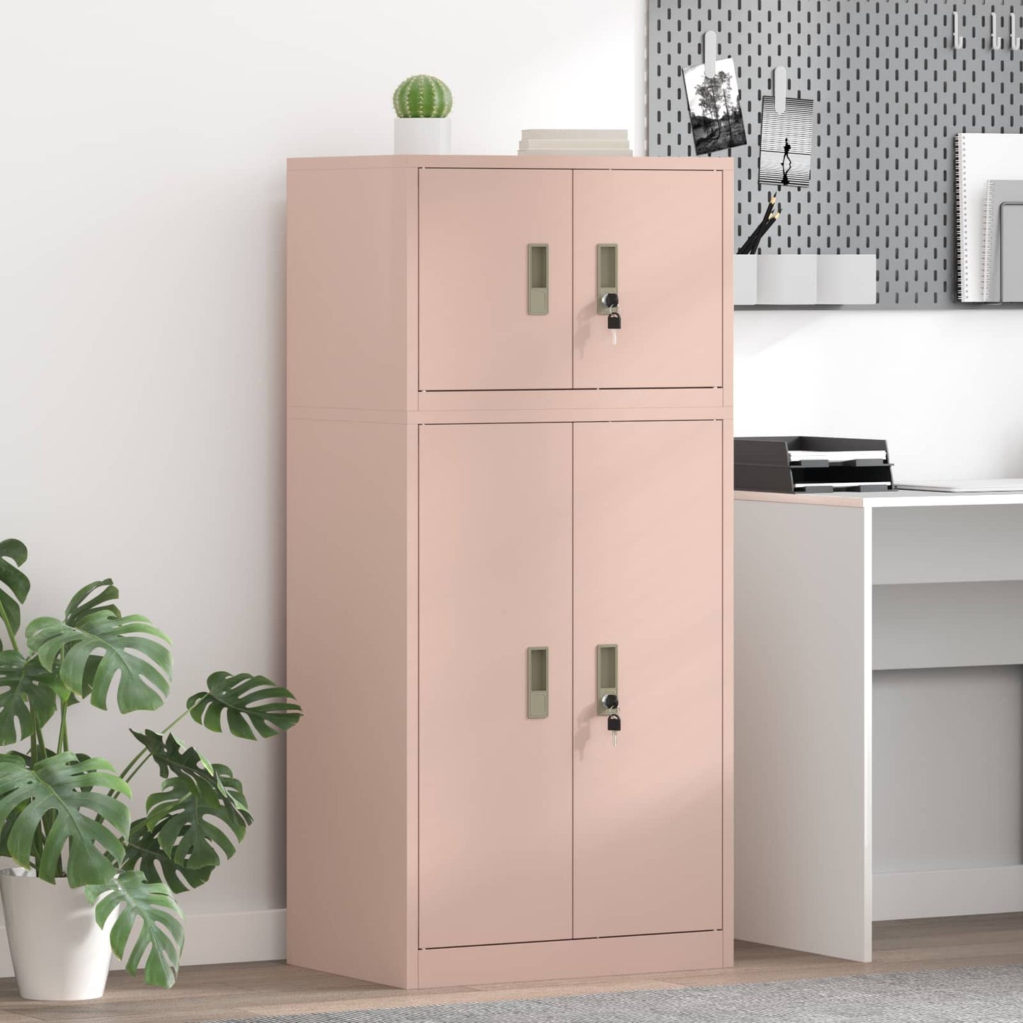 Storage Cabinet 2 pcs Pink 60 x 40 x 130 cm Steel Lockable