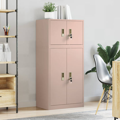 Storage Cabinet 2 pcs Pink 60 x 40 x 130 cm Steel Lockable