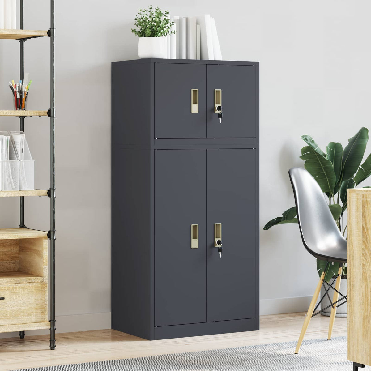 Storage Cabinet 2 pcs Anthracite 60 x 40 x 130 cm Steel