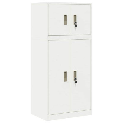 Storage Cabinet 2 pcs White 60 x 40 x 130 cm Steel Lockable