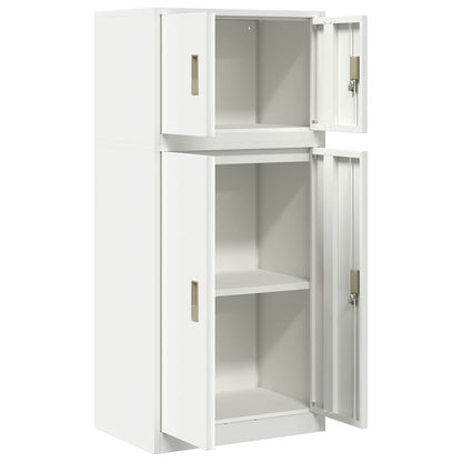 Storage Cabinet 2 pcs White 60 x 40 x 130 cm Steel Lockable