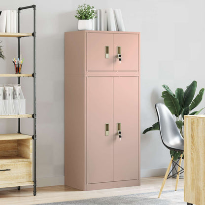 Storage Cabinet 2 pcs Pink 60 x 40 x 145 cm Steel Lockable