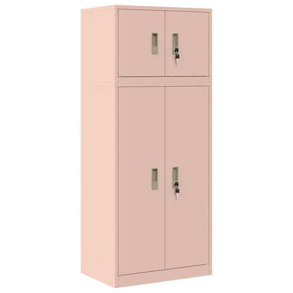Storage Cabinet 2 pcs Pink 60 x 40 x 145 cm Steel Lockable