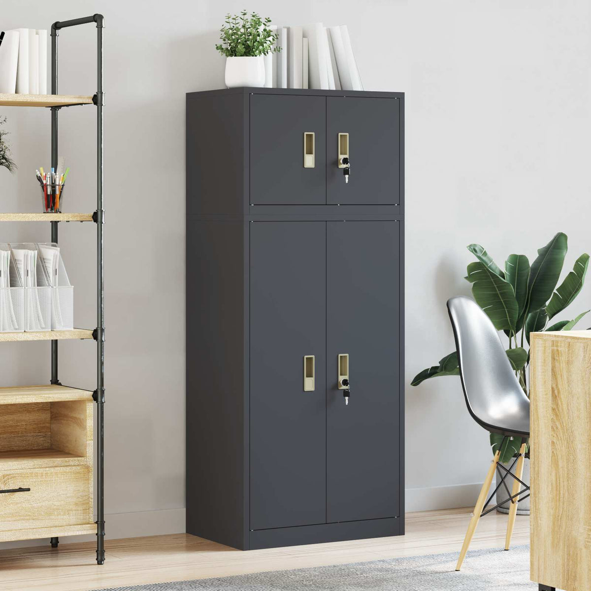 Storage Cabinet 2 pcs Anthracite 60 x 40 x 145 cm Steel