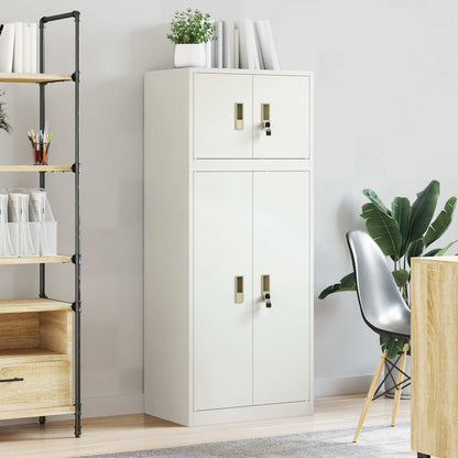 Storage Cabinet 2 pcs White 60 x 40 x 145 cm Steel Lockable