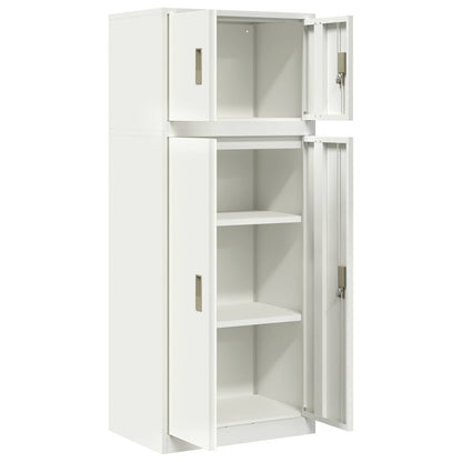 Storage Cabinet 2 pcs White 60 x 40 x 145 cm Steel Lockable