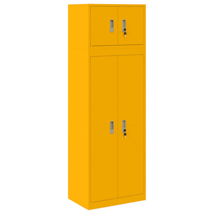 Storage Cabinet 2 pcs Mustard Yellow 60 x 40 x 180 cm Steel