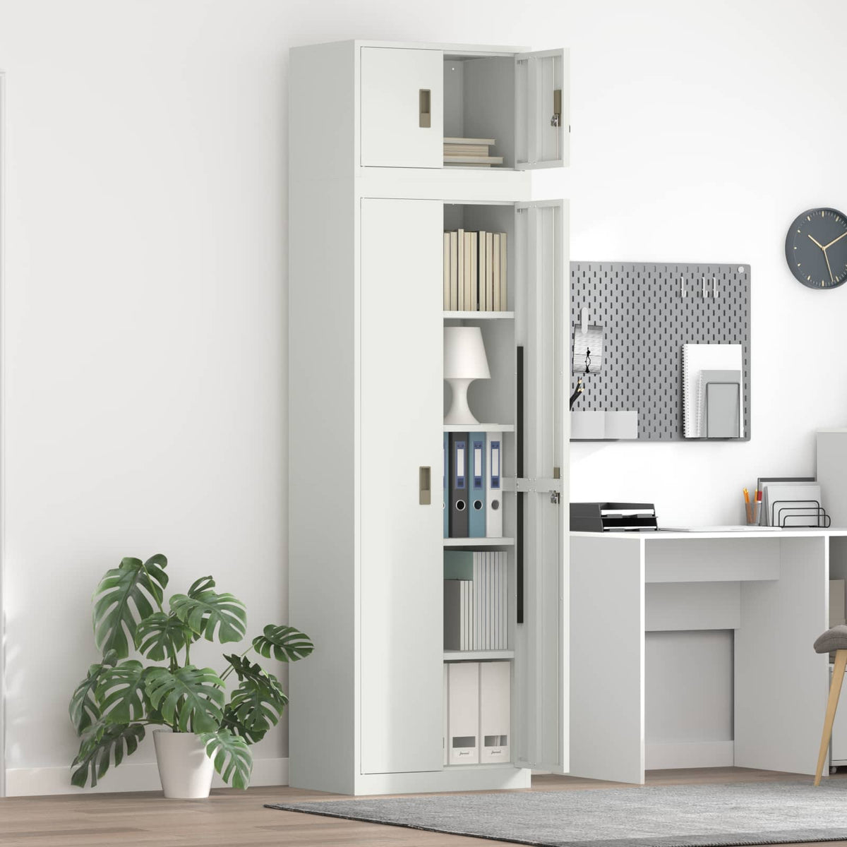Storage Cabinet 2 pcs White 60 x 40 x 220 cm Steel Lockable