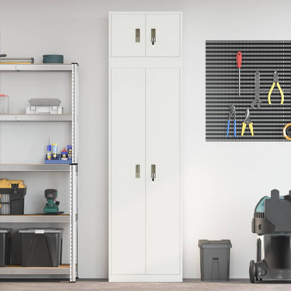 Storage Cabinet 2 pcs White 60 x 40 x 220 cm Steel Lockable