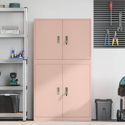 Storage Cabinet 2 pcs Pink 90 x 40 x 160 cm Steel Lockable