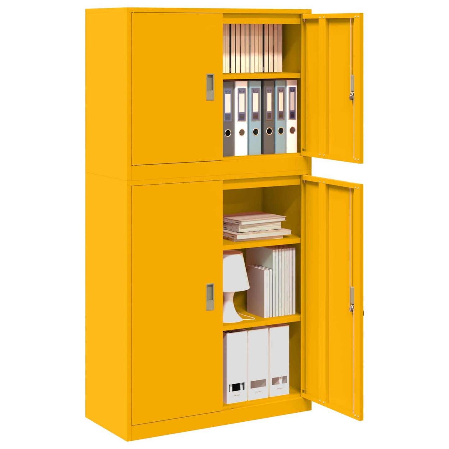 Storage Cabinet 2 pcs Mustard Yellow 90 x 40 x 175 cm Steel