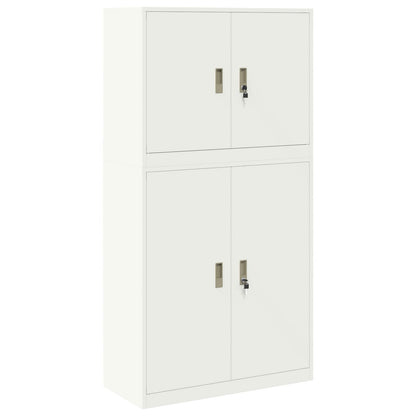 Storage Cabinet 2 pcs White 90 x 40 x 175 cm Steel Lockable