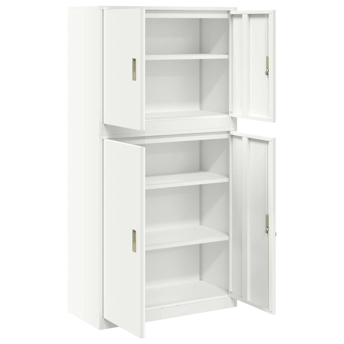 Storage Cabinet 2 pcs White 90 x 40 x 175 cm Steel Lockable