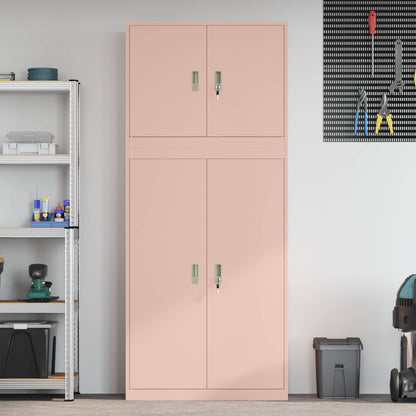 Storage Cabinet 2 pcs Pink 90 x 40 x 210 cm Steel Lockable