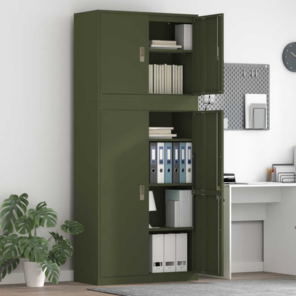 Storage Cabinet 2 pcs Olive Green 90 x 40 x 210 cm Steel