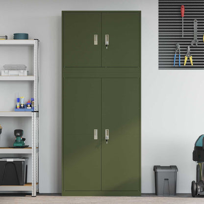 Storage Cabinet 2 pcs Olive Green 90 x 40 x 210 cm Steel