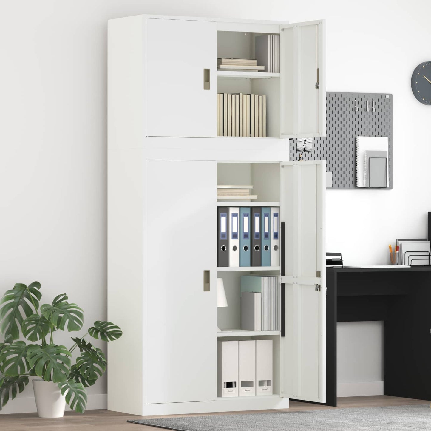 Storage Cabinet 2 pcs White 90 x 40 x 210 cm Steel Lockable