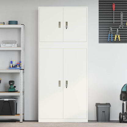 Storage Cabinet 2 pcs White 90 x 40 x 210 cm Steel Lockable