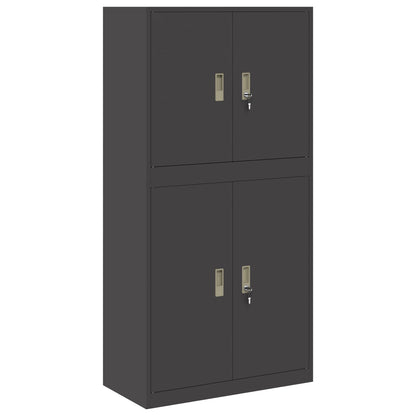 Storage Cabinet 2 pcs Black 80 x 40 x 160 cm Steel Lockable