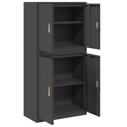 Storage Cabinet 2 pcs Black 80 x 40 x 160 cm Steel Lockable