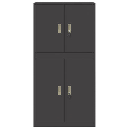 Storage Cabinet 2 pcs Black 80 x 40 x 160 cm Steel Lockable