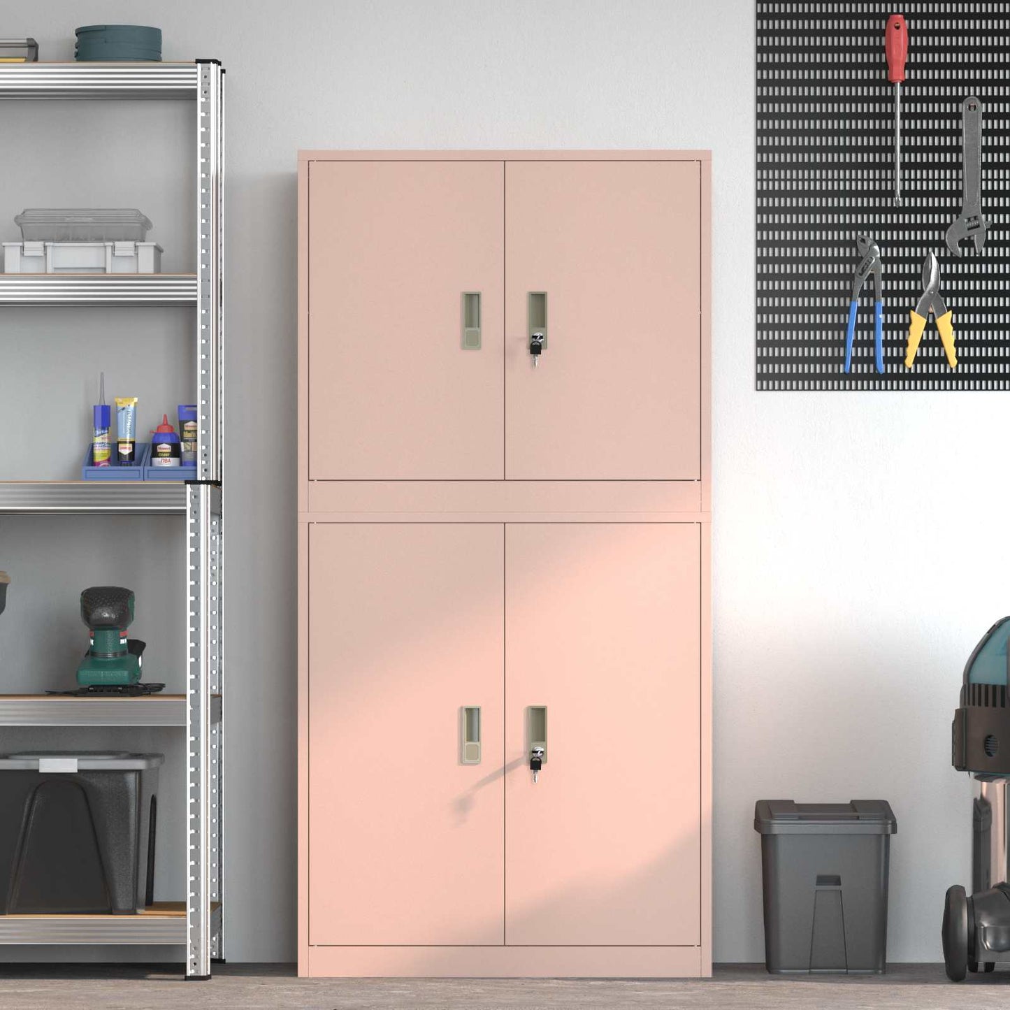 Storage Cabinet 2 pcs Pink 80 x 40 x 160 cm Steel Lockable