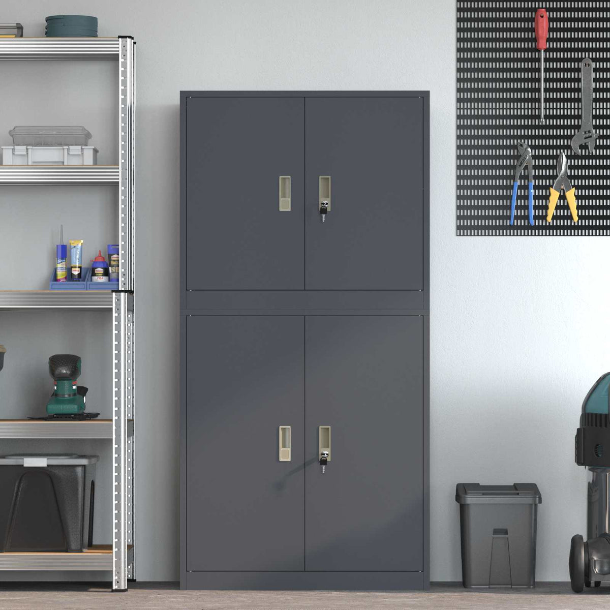 Storage Cabinet 2 pcs Anthracite 80 x 40 x 160 cm Steel