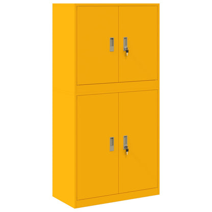 Storage Cabinet 2 pcs Mustard Yellow 80 x 40 x 160 cm Steel