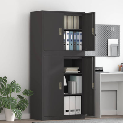 Storage Cabinet 2 pcs Black 80 x 40 x 175 cm Steel Lockable
