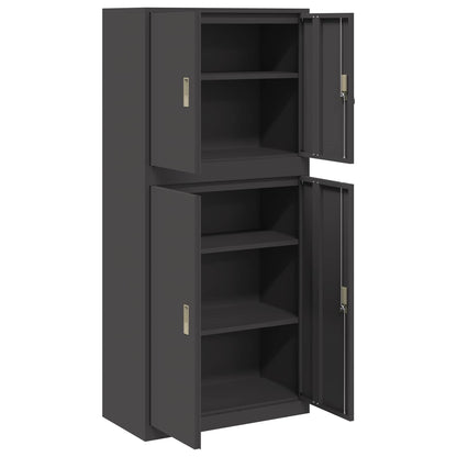Storage Cabinet 2 pcs Black 80 x 40 x 175 cm Steel Lockable