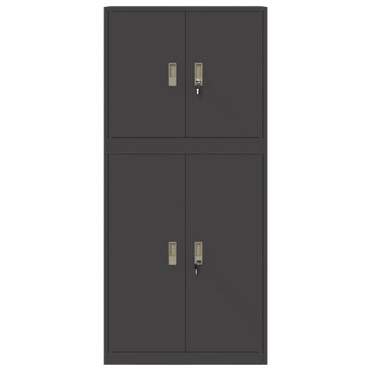 Storage Cabinet 2 pcs Black 80 x 40 x 175 cm Steel Lockable