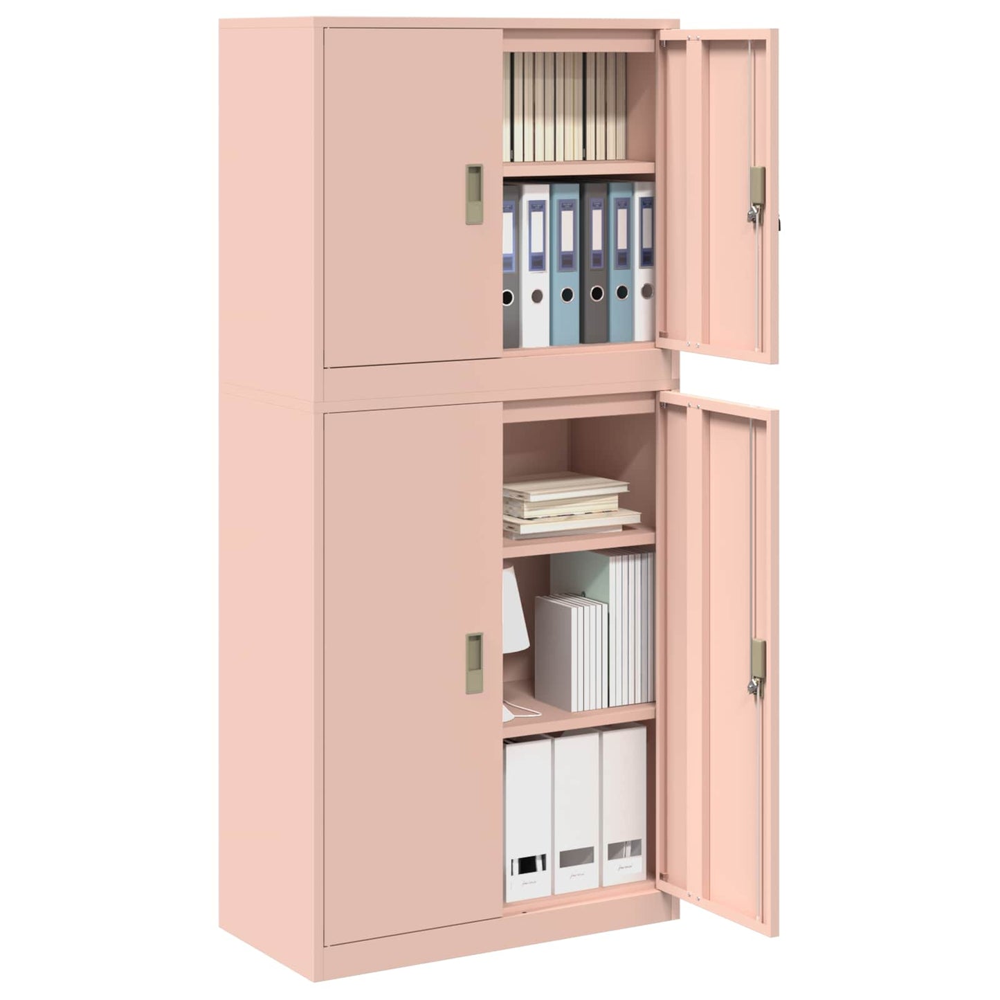 Storage Cabinet 2 pcs Pink 80 x 40 x 175 cm Steel Lockable