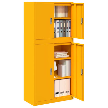 Storage Cabinet 2 pcs Mustard Yellow 80 x 40 x 175 cm Steel