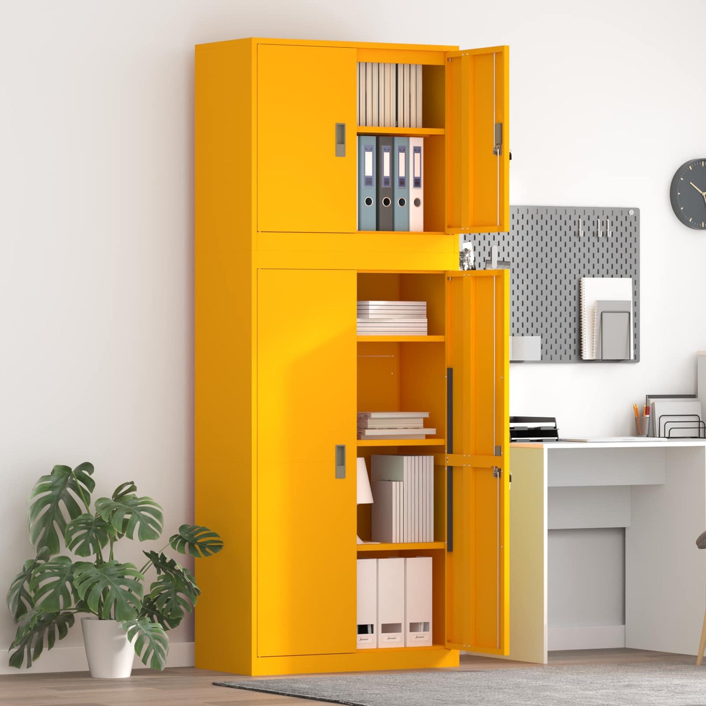 Storage Cabinet 2 pcs Mustard Yellow 80 x 40 x 210 cm Steel