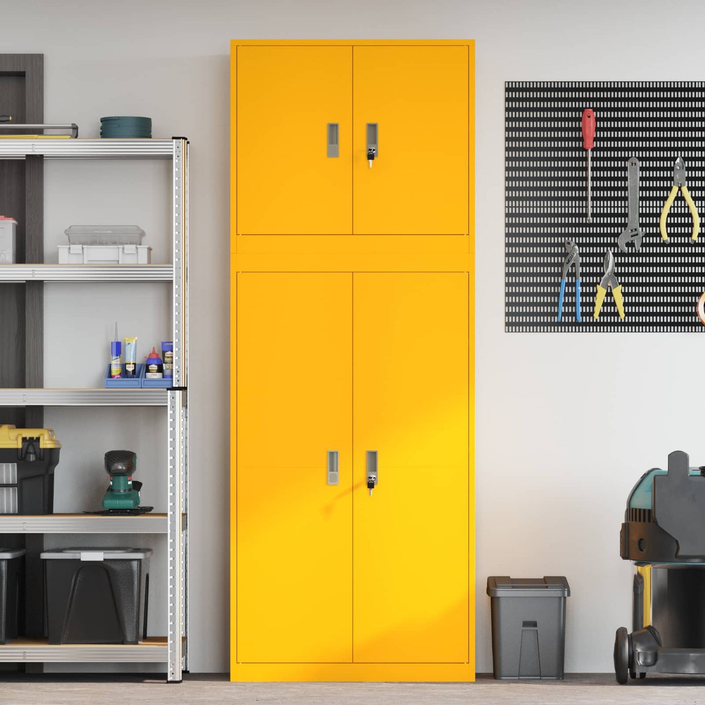 Storage Cabinet 2 pcs Mustard Yellow 80 x 40 x 210 cm Steel