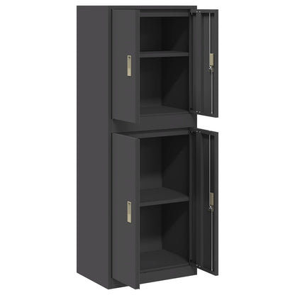 Storage Cabinet 2 pcs Black 60 x 40 x 160 cm Steel Lockable