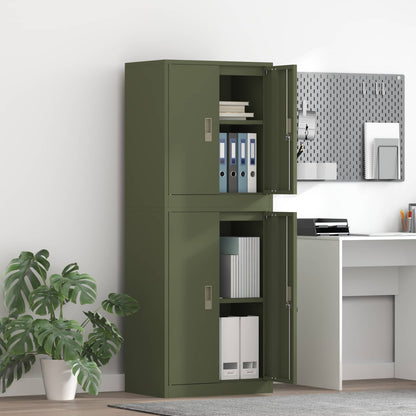Storage Cabinet 2 pcs Olive Green 60 x 40 x 160 cm Steel