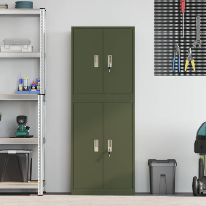 Storage Cabinet 2 pcs Olive Green 60 x 40 x 160 cm Steel