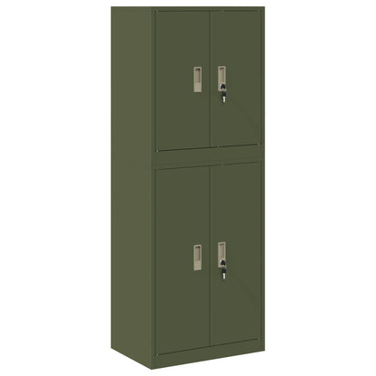 Storage Cabinet 2 pcs Olive Green 60 x 40 x 160 cm Steel