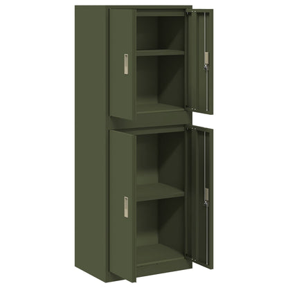 Storage Cabinet 2 pcs Olive Green 60 x 40 x 160 cm Steel