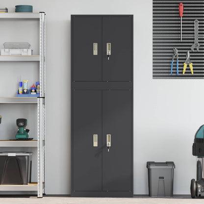 Storage Cabinet 2 pcs Black 60 x 40 x 175 cm Steel Lockable