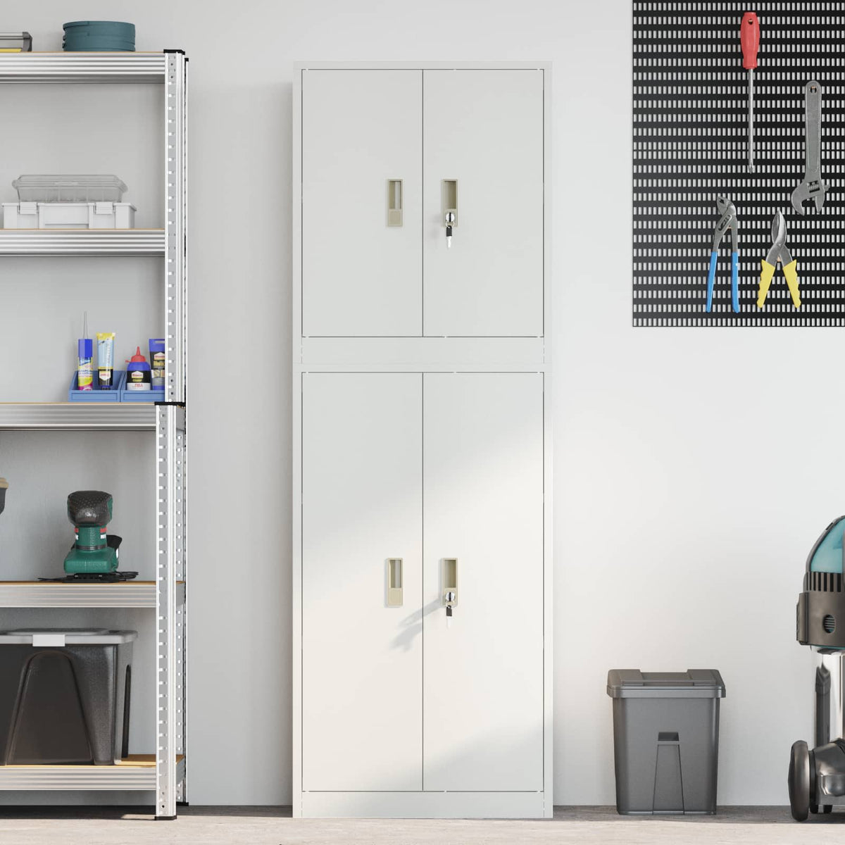 Storage Cabinet 2 pcs White 60 x 40 x 175 cm Steel Lockable