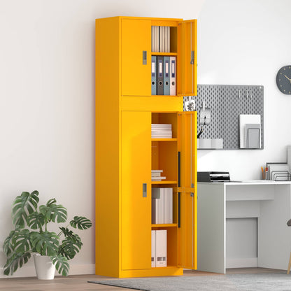 Storage Cabinet 2 pcs Mustard Yellow 60 x 40 x 210 cm Steel