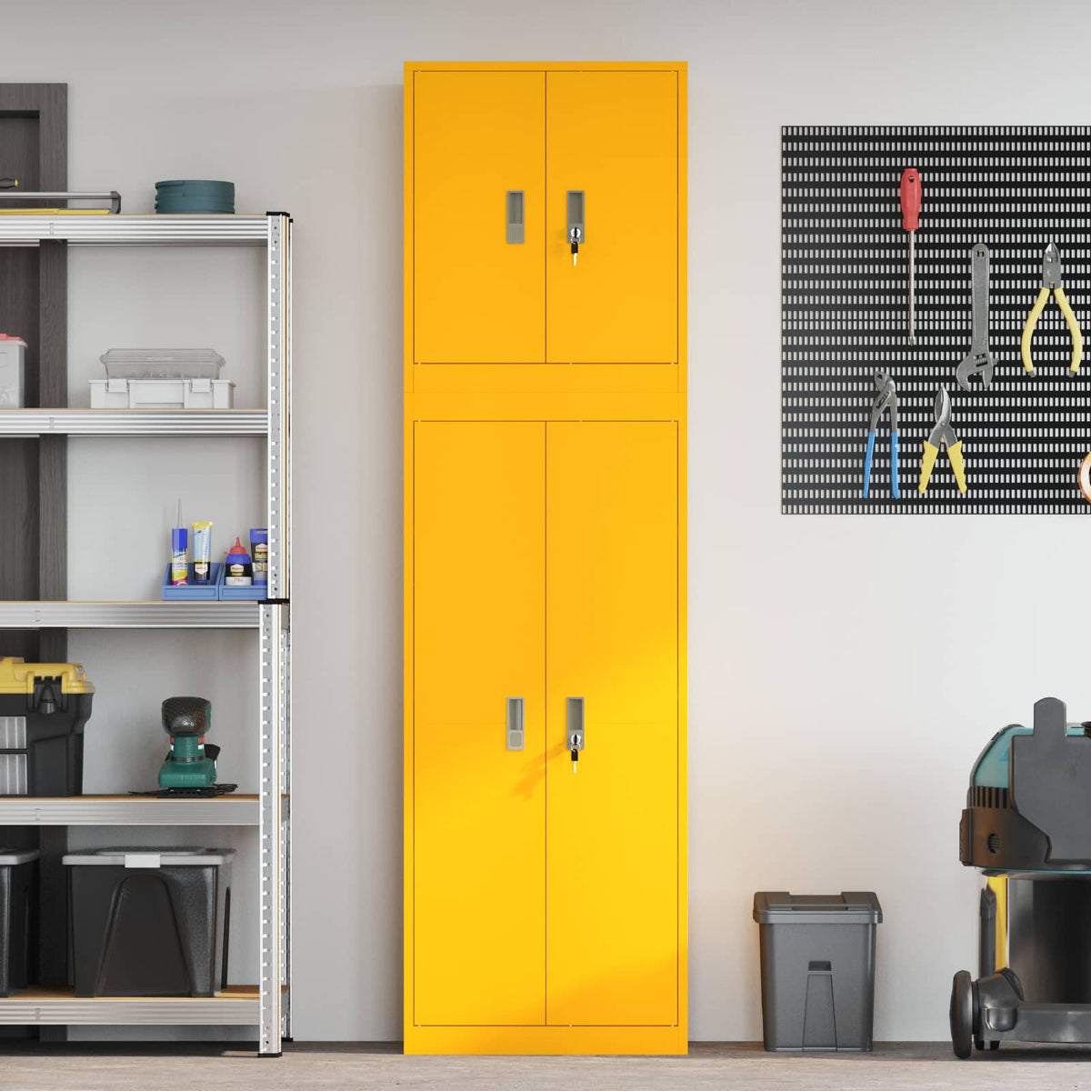 Storage Cabinet 2 pcs Mustard Yellow 60 x 40 x 210 cm Steel