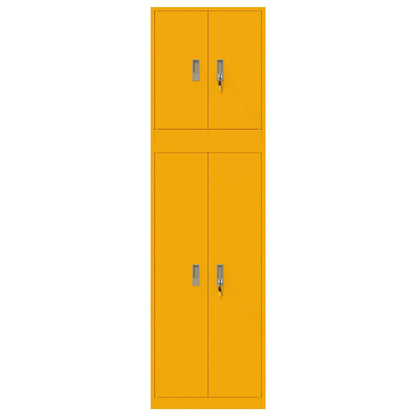 Storage Cabinet 2 pcs Mustard Yellow 60 x 40 x 210 cm Steel