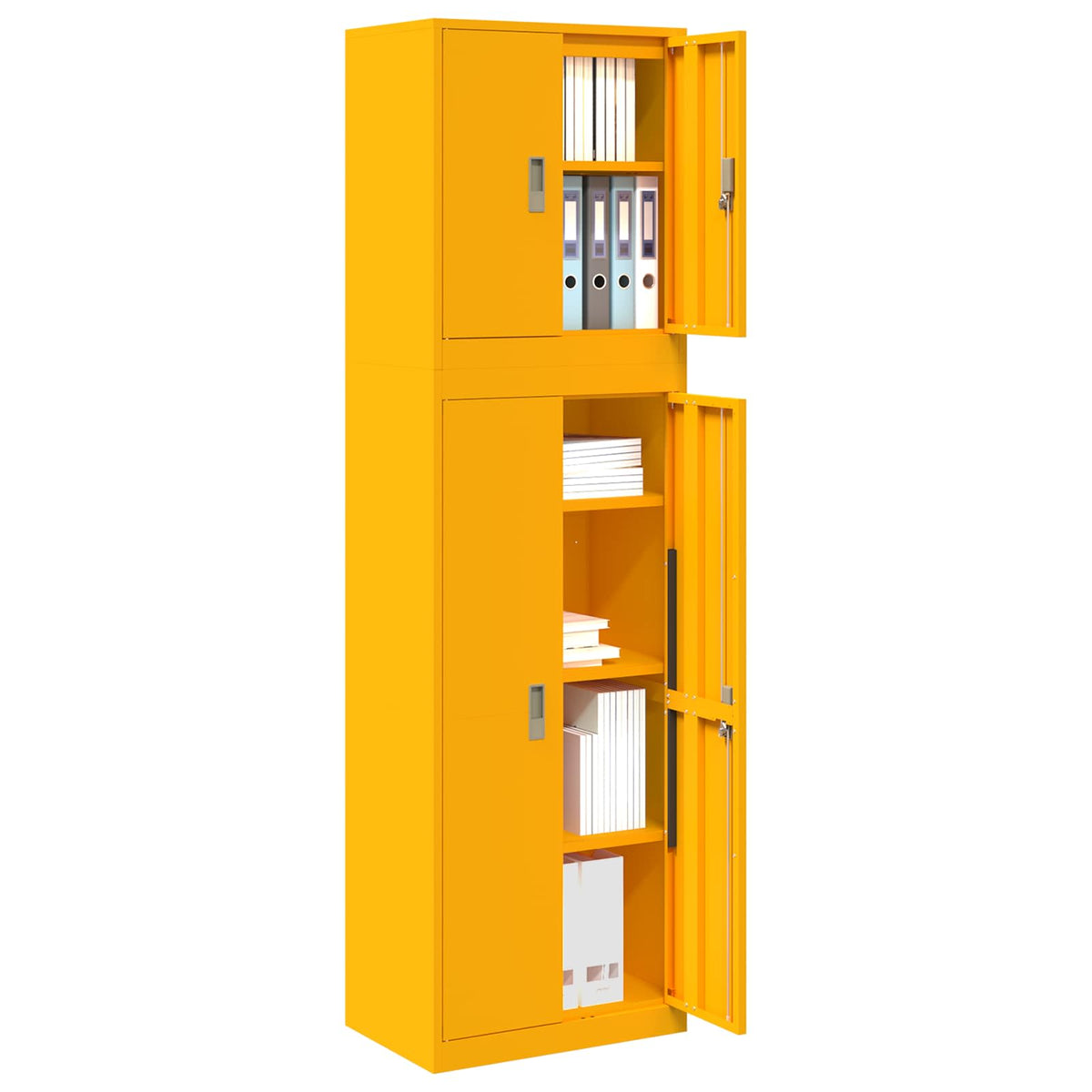 Storage Cabinet 2 pcs Mustard Yellow 60 x 40 x 210 cm Steel